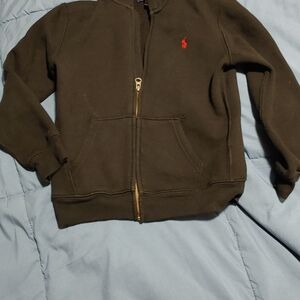 Kids Black Zip-Up Polo Hoodie